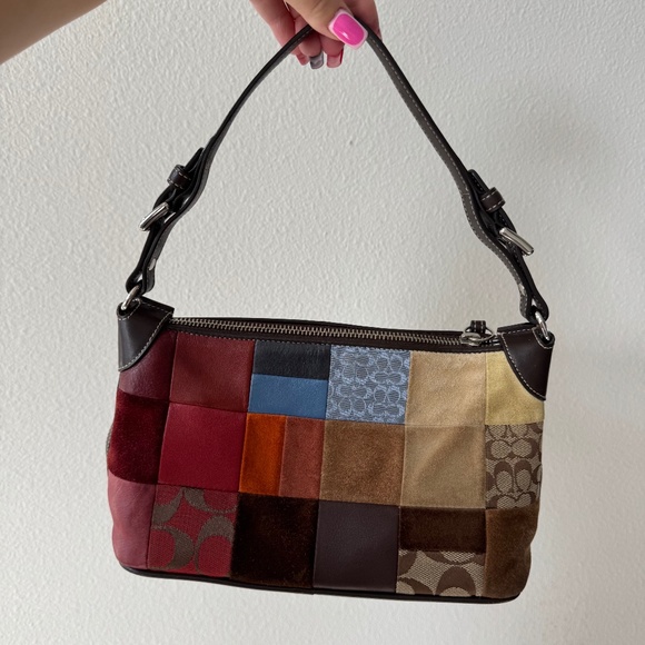 Very Hard to Find Y2K Vintage Coach Multicolor Patchwork Shoulder Bag 8J97 - Picture 1 of 6